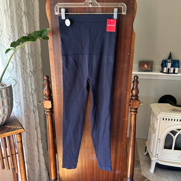 Spanx NWT medium Shaping Navy Blue High Rise Ankle Leggings Women - Picture 1 of 7
